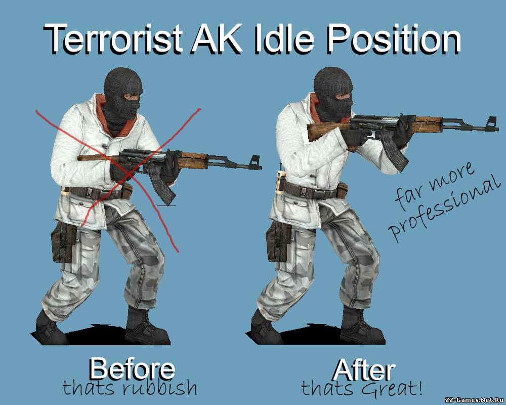 Оружее у лица fix для css (Terrorist Ak Idle Position)